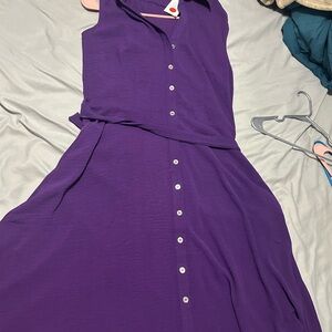 Elegant Purple Sleeveless Dress